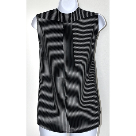 RAG & BONE NWT VICTOR SLEEVELESS 100% SILK BLACK WHITE STRIP BLOUSE. SIZE M - Picture 11 of 14
